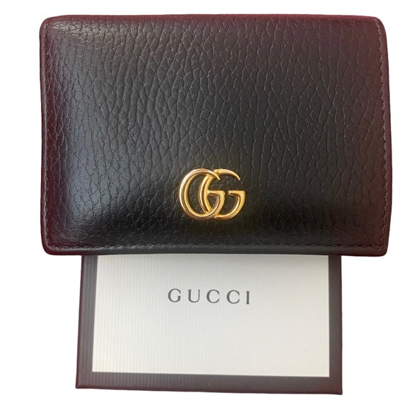 Gucci Black Petite Marmont Flap Leather Card Case Wallet 1000 Nero, Box, Dustbag - Picture 2 of 16